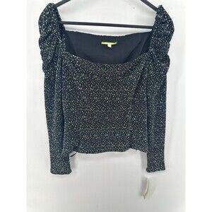 Gianni Bini Floral Cropped Top Womens Size XL Smocked Long Sleeve Fitted